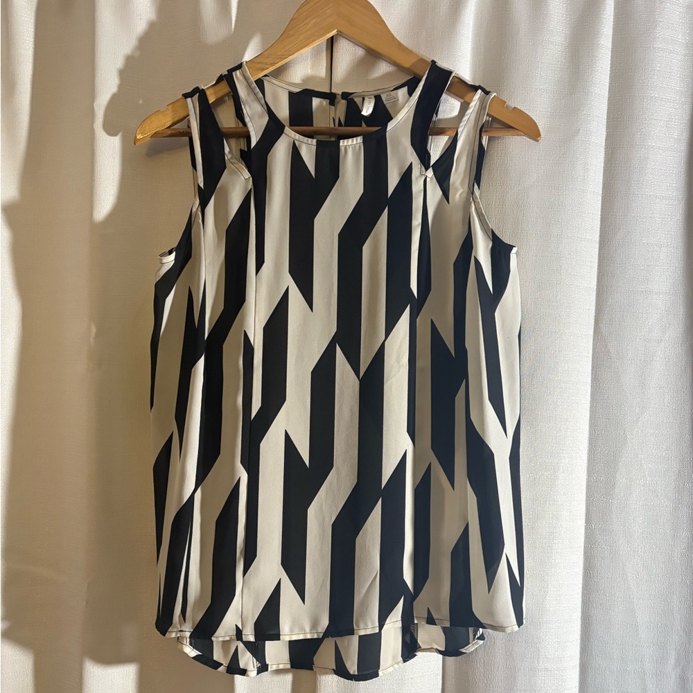 Sheer Black + White Blouse